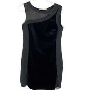 Reiss Aubree black velvet sheer inset dress sz 8